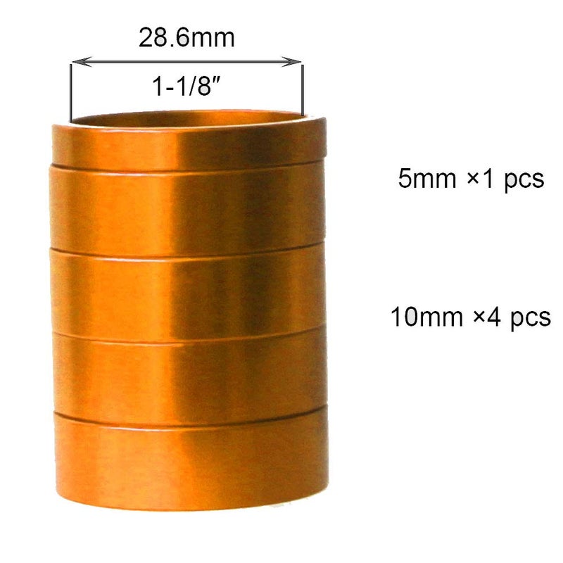 GANOPPER Bicycle Headset Spacer 5 count 1-1/8 inch 28.6mm - Image 2